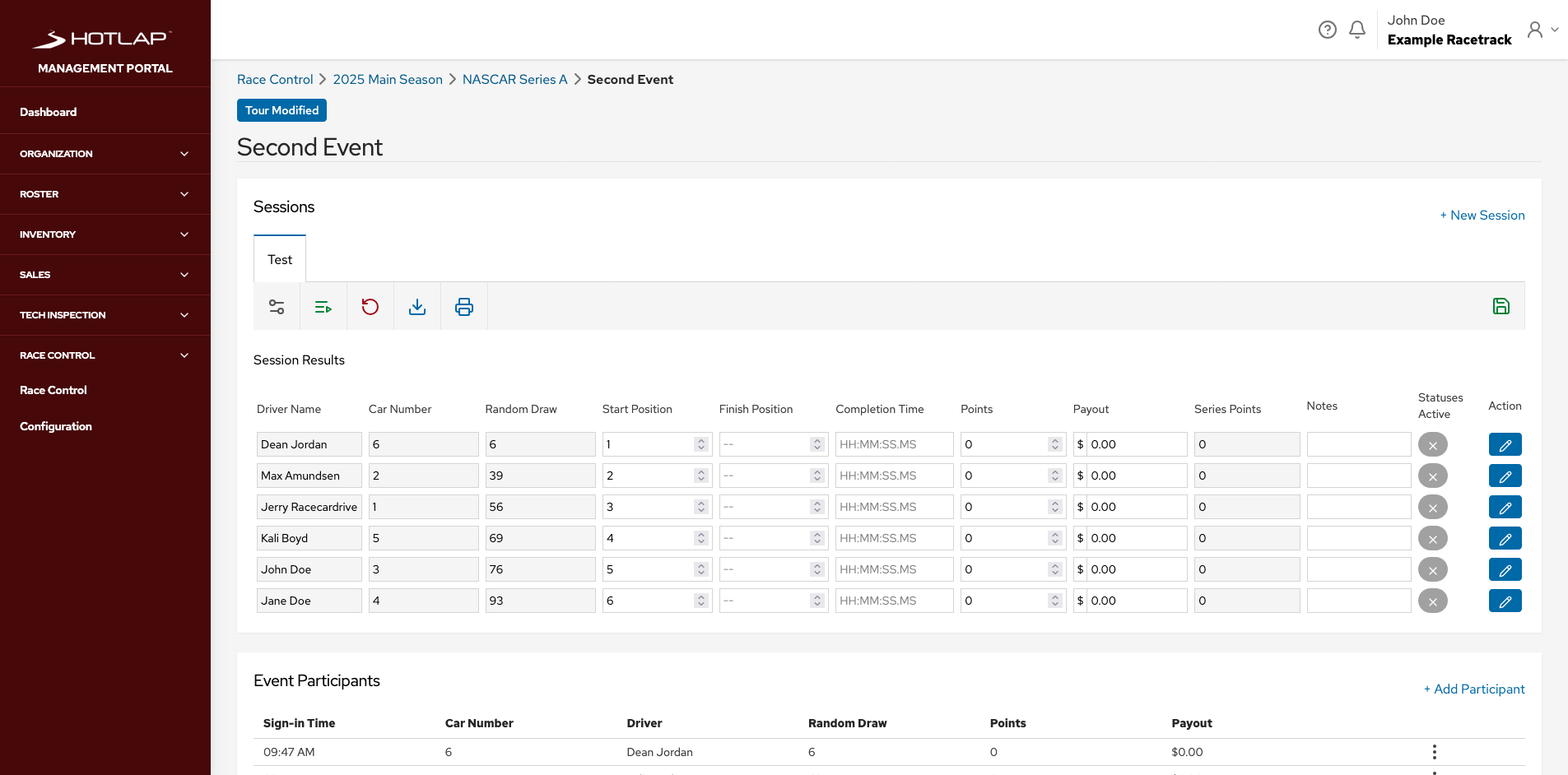 Track Management Screenshot